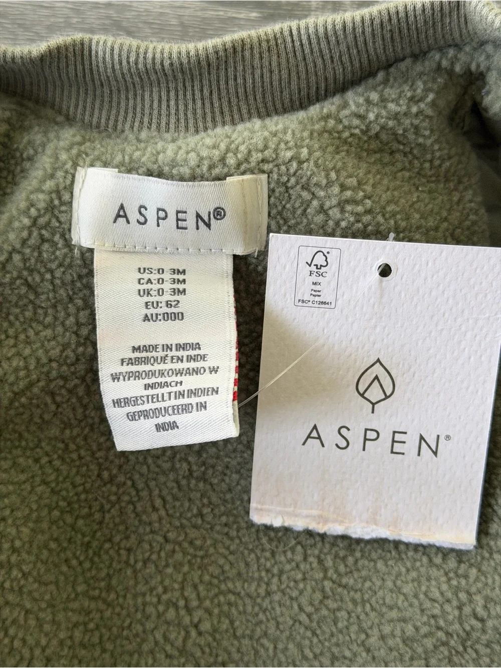 Aspen Green Puffer Vest for Kids - Olive Green w/Embroidery Teddy Bear